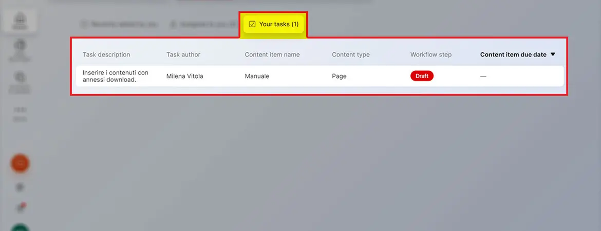 Bereich „Content details“: „Your Tasks“ Bereich „Content details“: „Your Tasks“