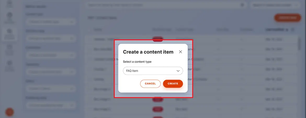 Conferma selezione content type FAQ Item Conferma selezione content type FAQ Item