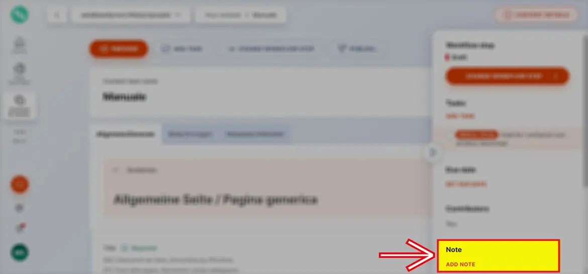 Bereich „Content details“: „Note“ Bereich „Content details“: „Note“
