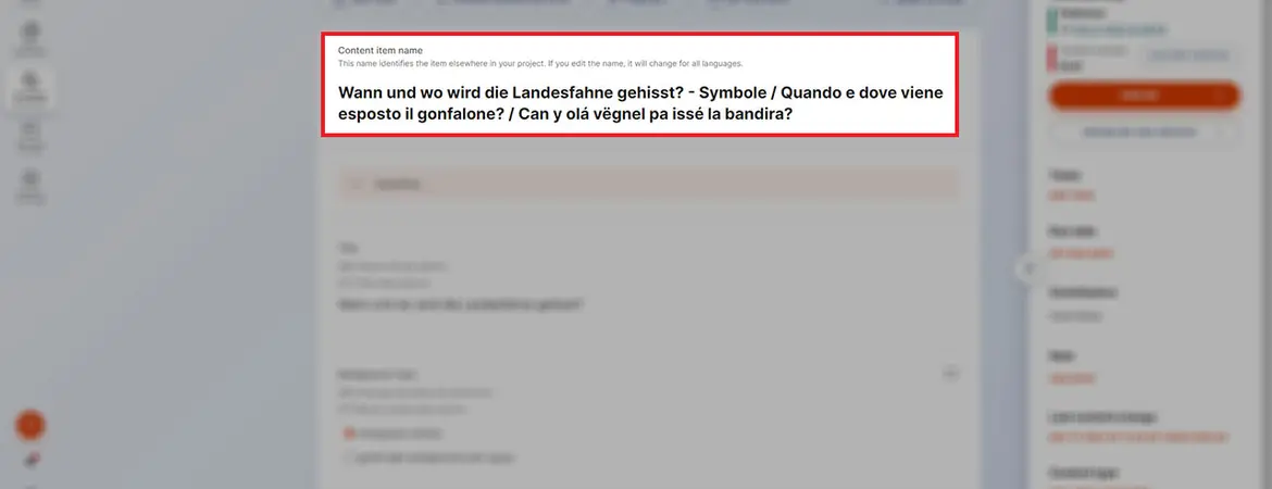 Feld „Content item name“ Feld „Content item name“