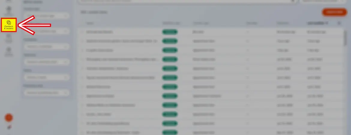 Bereich „Content & Assets“ Bereich „Content & Assets“