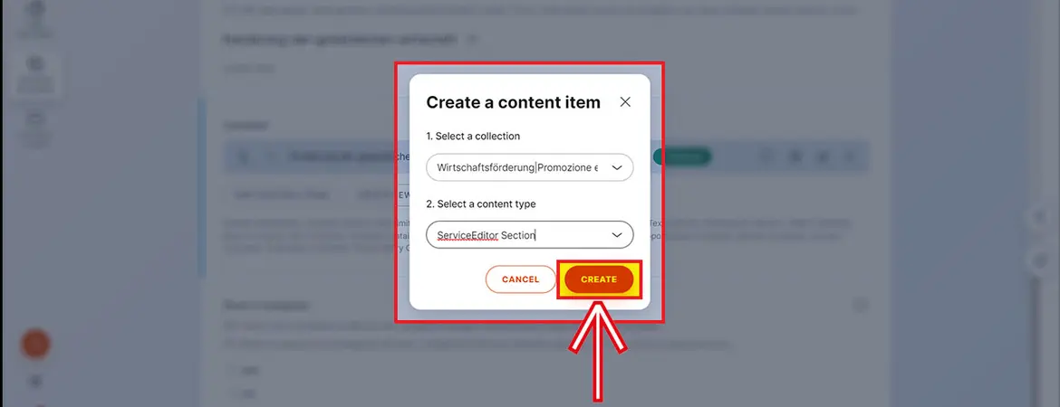 Button „Create“ Button „Create“
