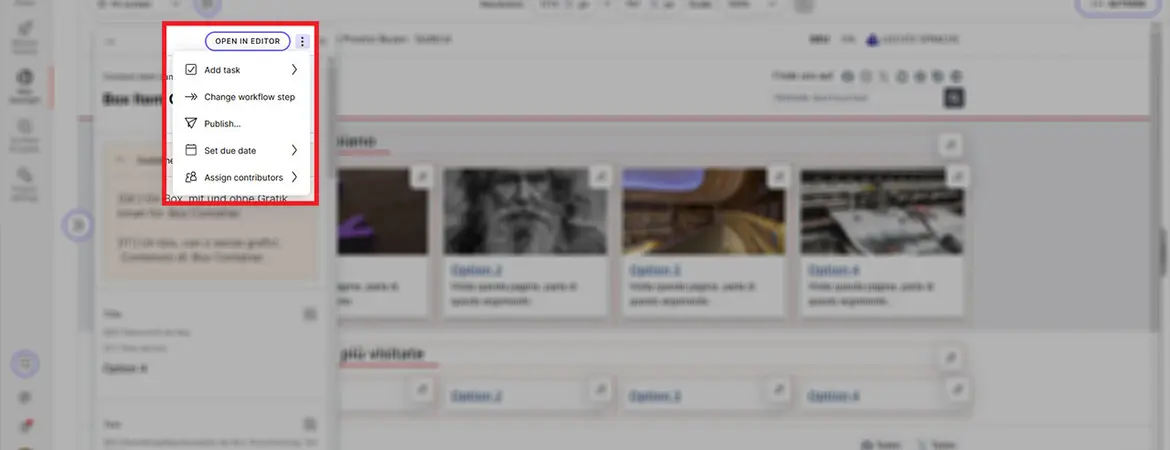 Editor: Weitere Optionen Editor: Weitere Optionen