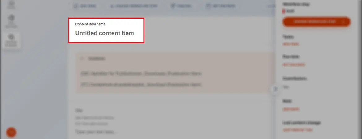 Feld „Content item name“ Feld „Content item name“