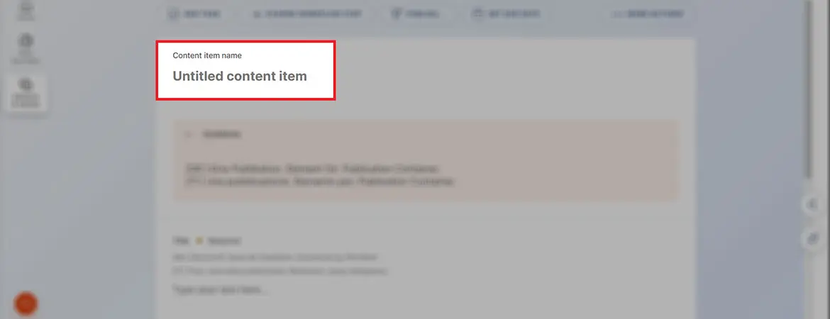 Feld „Content item name“ Feld „Content item name“