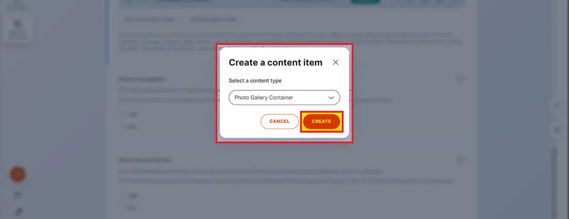 Button „Create“ Button „Create“