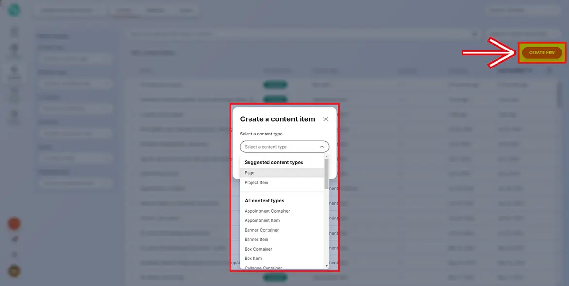 Button „Create new“ Button „Create new“