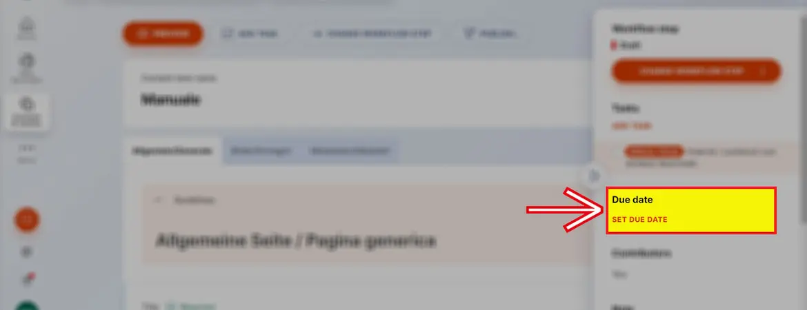 Bereich „Content details“: „Due date“ Bereich „Content details“: „Due date“