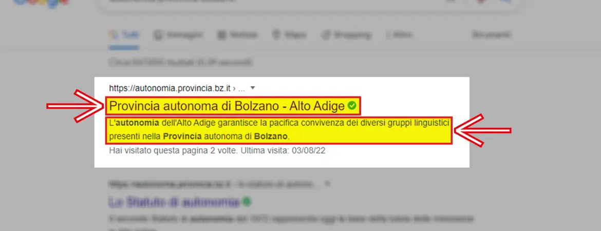 Metatitle e Metadescription nella SERP Metatitle e Metadescription nella SERP