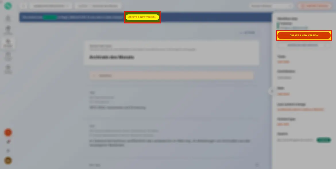 Button „Create new version“ Button „Create new version“