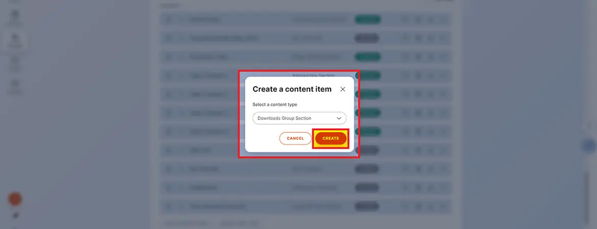 Button „Create“ Button „Create“