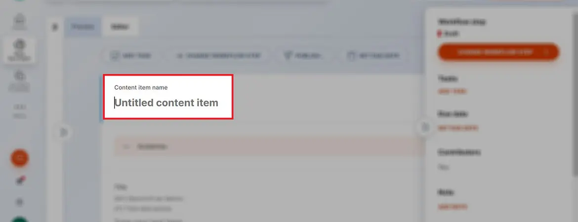 Feld „Content item name“ Feld „Content item name“