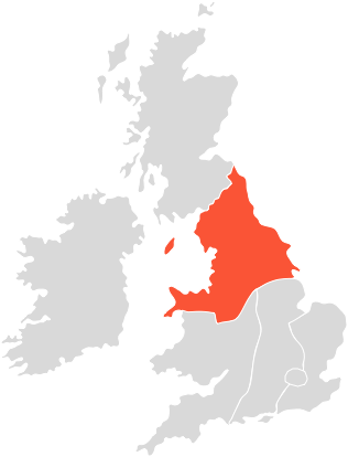 Map highlighting Northern England