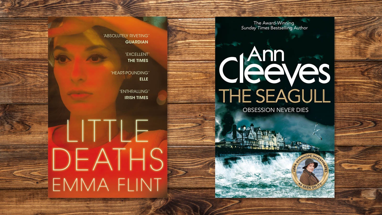 Little Deaths by Emily Flint Book jacket and The Seagull by Ann Cleeves