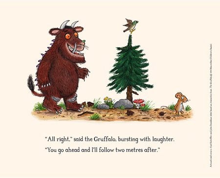 Gruffalo Illustration - "all right" said the Gruffalo, bursting with laughter. "You go ahead and I'll follow two metres after"