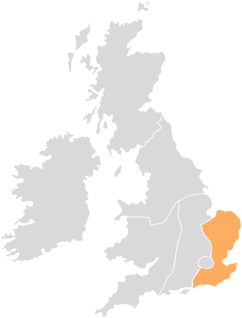 Map highlighting the East Anglia