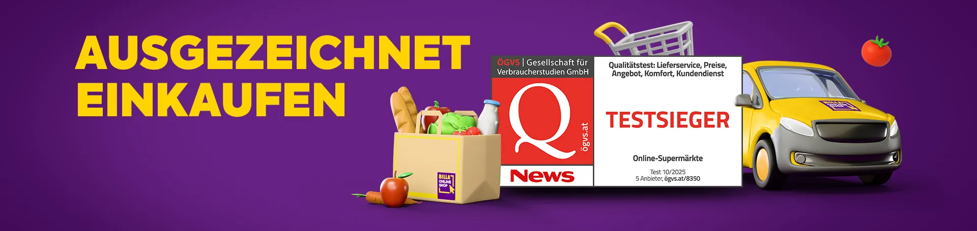 Ausgezeichnet einkaufen - Testsieger Online-Supermärkte 2025 der ÖGVS