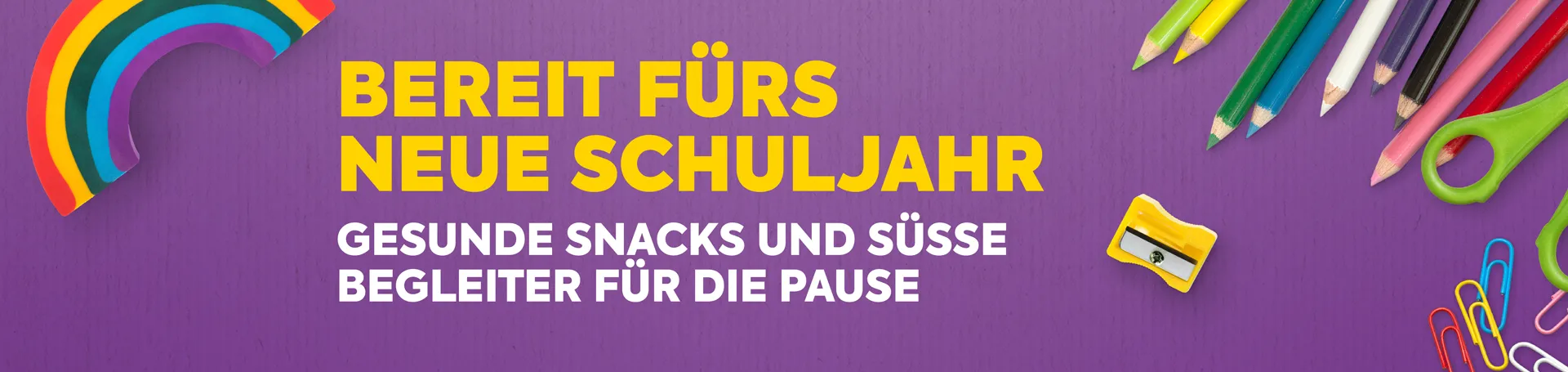 Bereit fürs neue Schuljahr. Gesunde Snacks und süße Begleiter für die Pause entdecken.