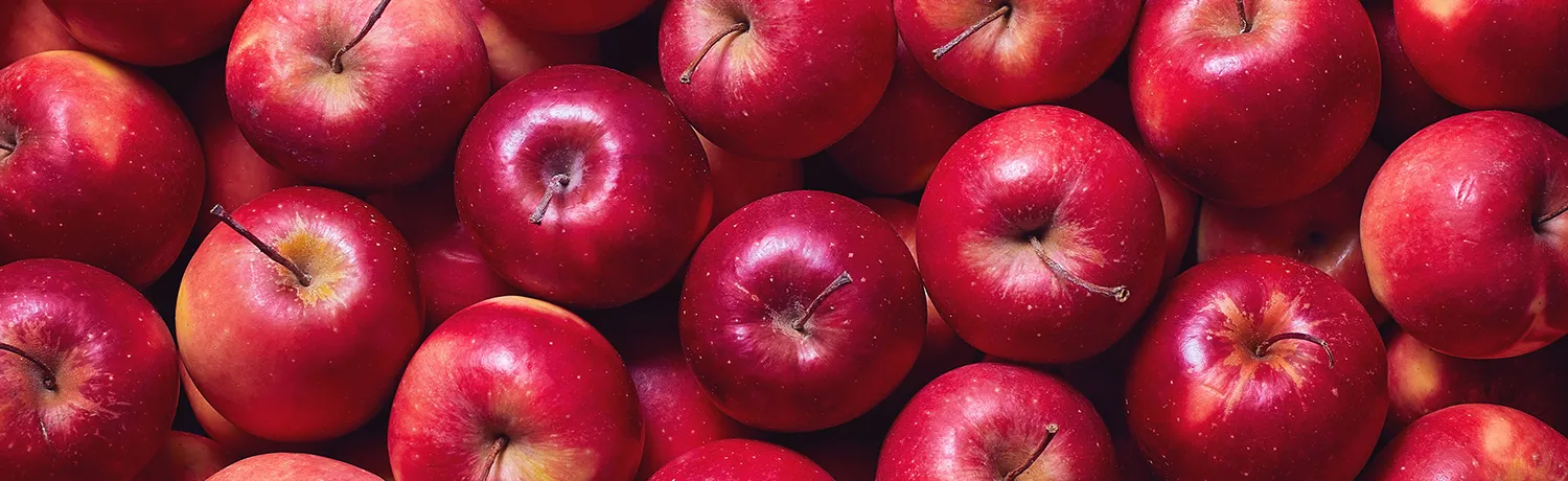 Frische rote Äpfel mit glatter Schale in Nahaufnahme