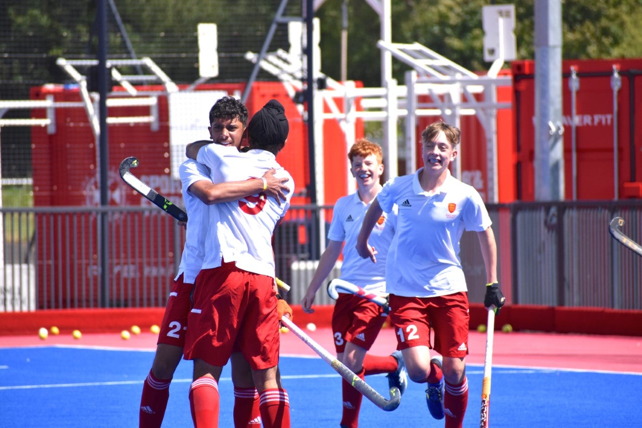 England U16 Boys celebrating goal