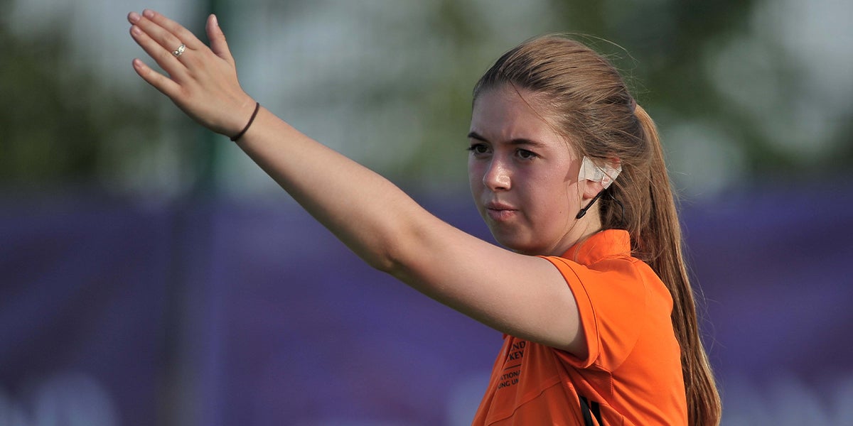 Young Female umpire at Hockey Futures Cup 