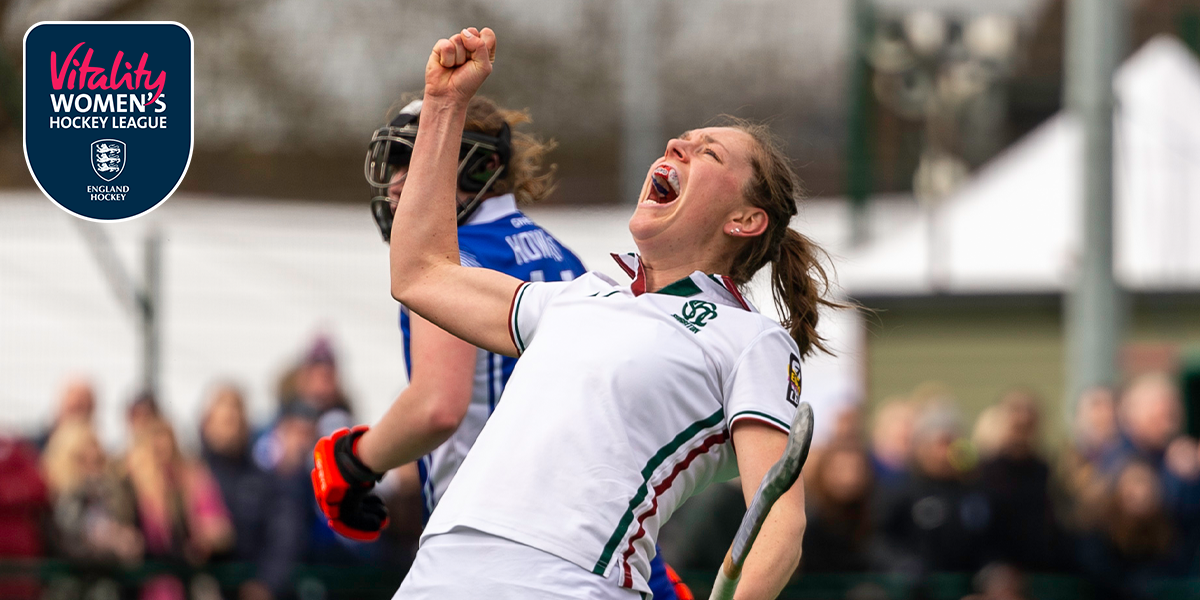 Giselle Ansley celebrating Surbiton Goal