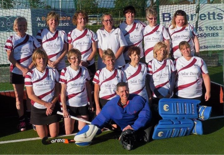 Back%20in%20goal%20post%20chemo - England: International Women's Day - Jean Fitch's lifelong love of hockey - The theme of the 2025 International Women's Day is Accelerate Action. Jean Fitch from Bedford Hockey Club has spent the last 30 years involved in the club and was integral to the launch of the successful walking hockey sessions while playing in goal and fundraising for the club. We invited her to share her love of hockey and the positive changes that have been made at the club and the sport.  