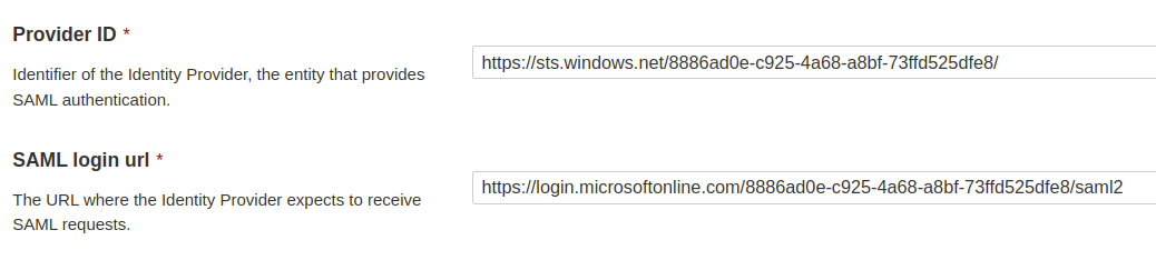 Paste the Azure AD Identifier into the Provider ID field and the Login URL into the SAML login url into your SonarQube SAML configuration.