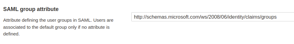 The attribute used to define your user group in SAML.