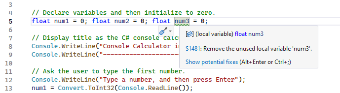 Hover over an issue to see the Sonar Rule description.