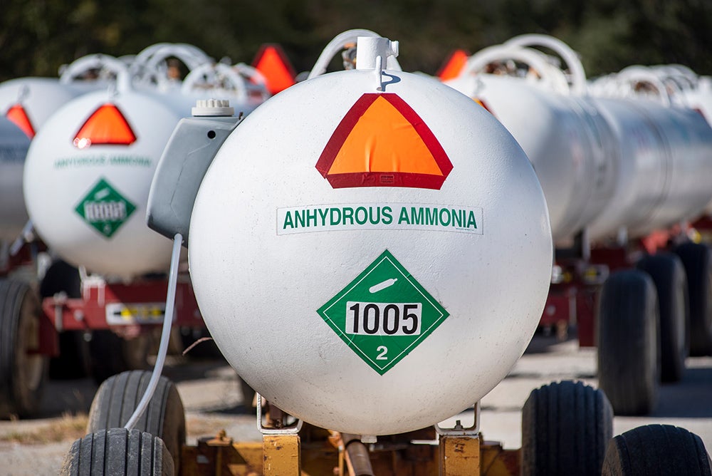 Anhydrous ammonia tanks. Credit: Shutterstock.