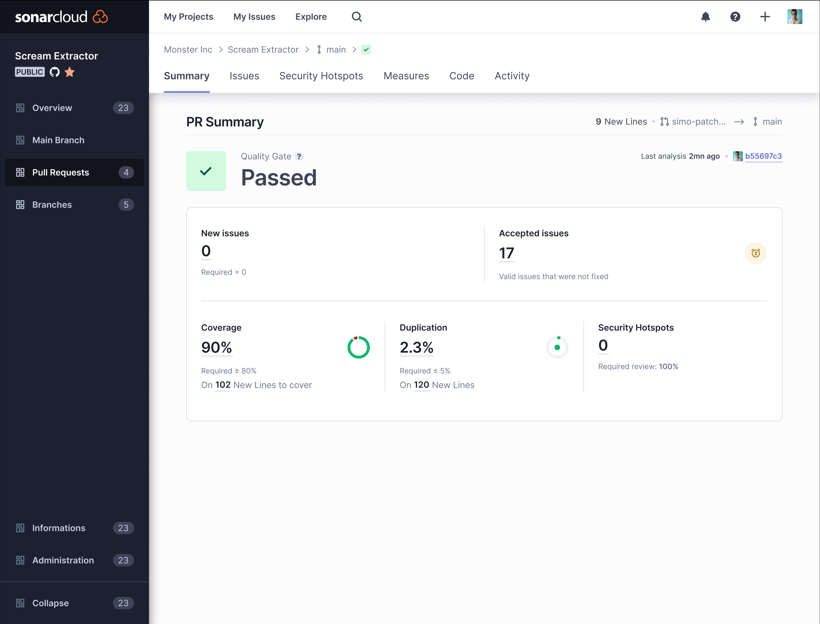 Pull request analysis summary