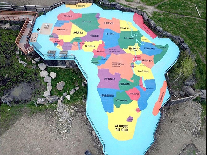  Area Markings at Parc Safari in Hemingford in the shape of a map of Africa