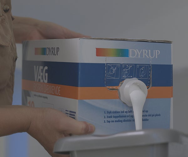 Dyrup paint pouring from sustainable packaging