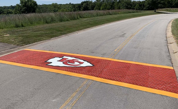 Crosswalk with Kansas City Chiefs logo