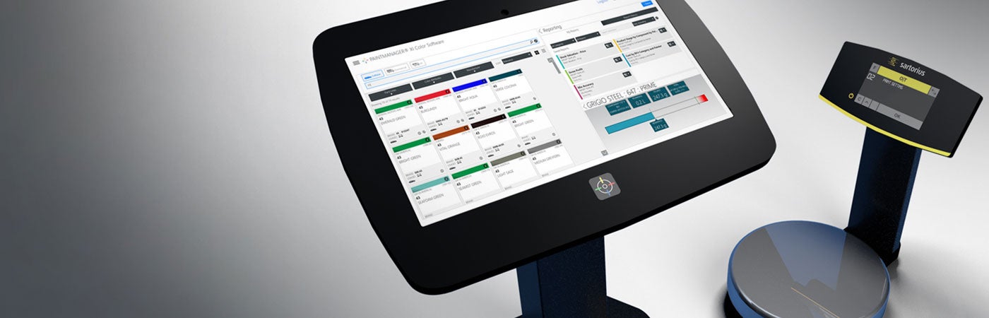 PaintManager XI device alongside screen and scales