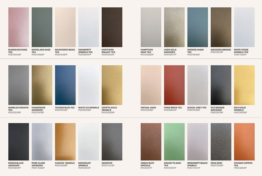 From dazzling champagne to woodland sage, PPG Coraflon Platinum's color palette has an ideal color for every project