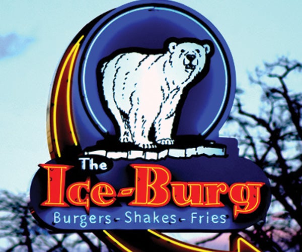 The Ice Burg sign coated with Matthews Paint