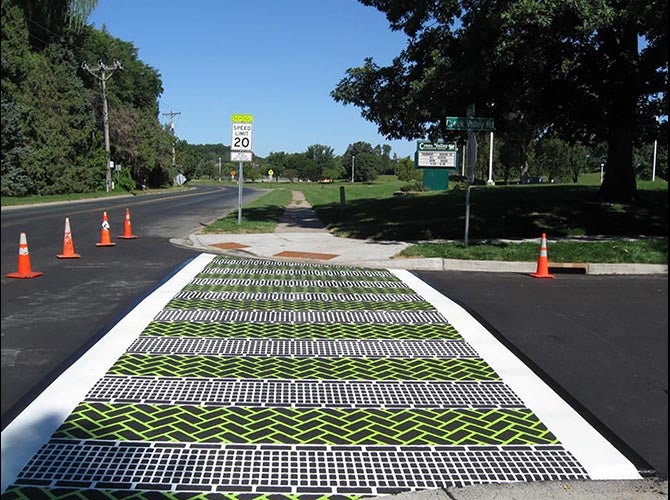 Colorful crosswalk project for a school.