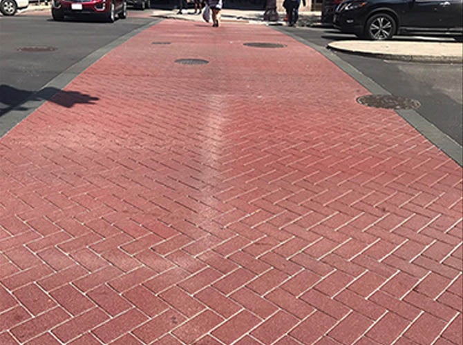 TrafficPatternsXD brick pattern crosswalk in Philadelphia