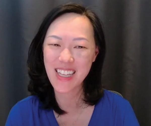 Deborah Liu CEO of Ancestry.com taking part in online call