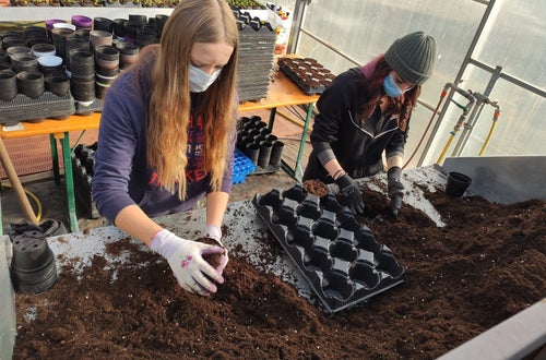 Schülerinnen ziehen vor Schülerinnen ziehen vor