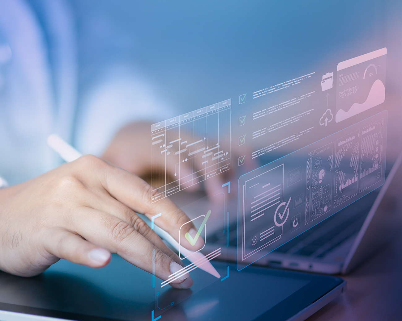 Zorgprofessional werkt met AI in de zorg