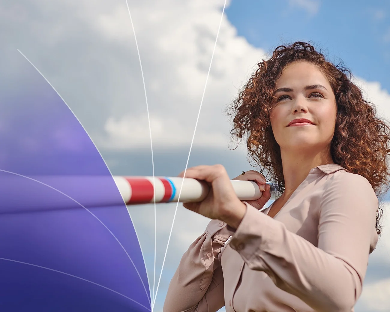 Zakenvrouw met polsstok