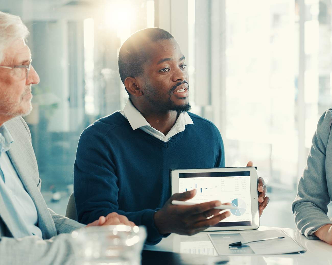 Professional toont statistieken op tablet