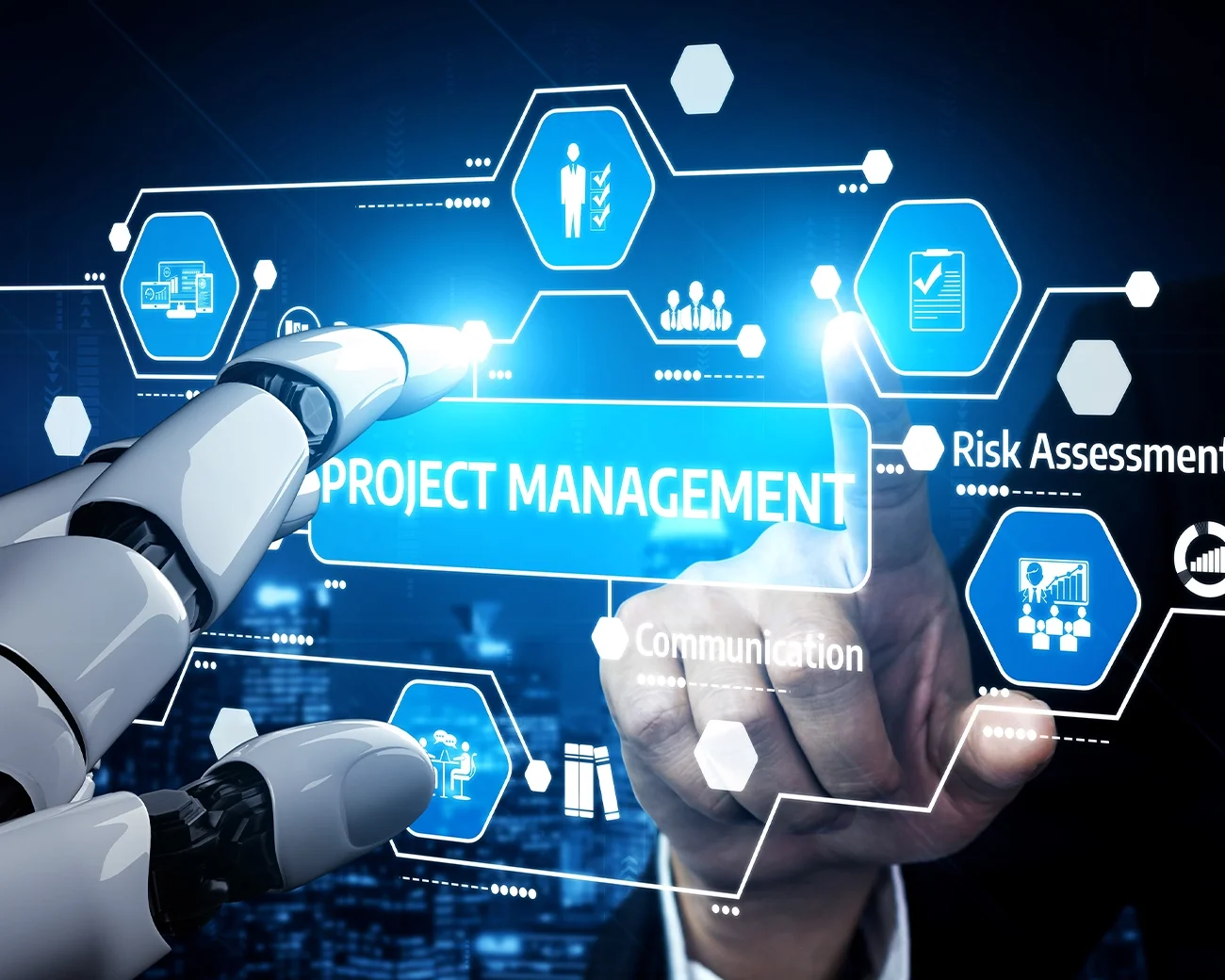 Robothand bestuurt digitaal project via interface