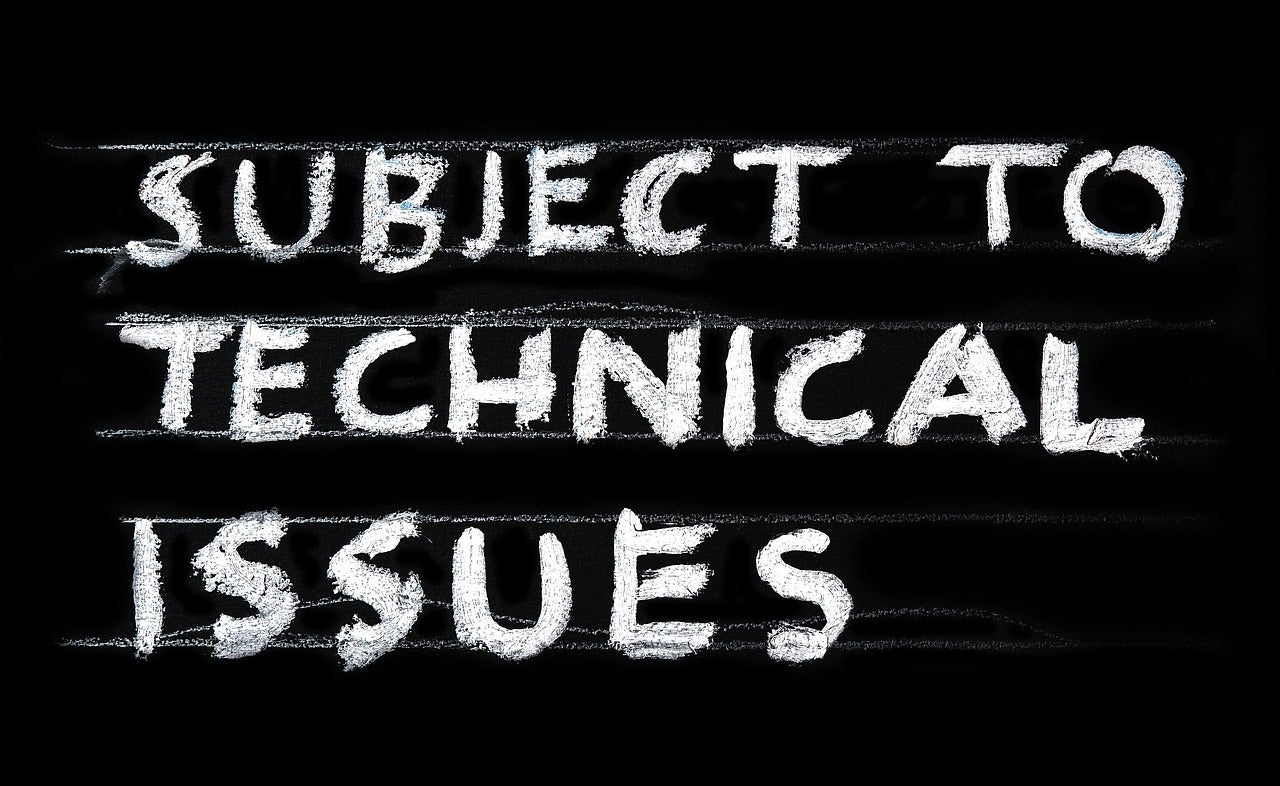 Schoolbord krijt met de tekst: subject to technical issues