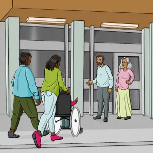 Le persone con disabilità ricevono sostegno per l' abitazione. Le persone con disabilità ricevono sostegno per l' abitazione.