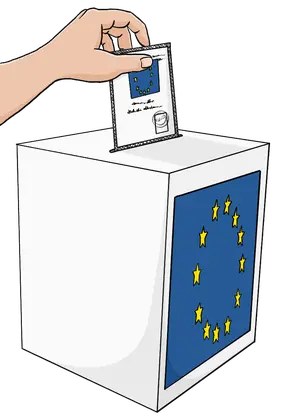 Eine Wahl·urne für die Europa·wahlen 2024. Eine Wahl·urne für die Europa·wahlen 2024.