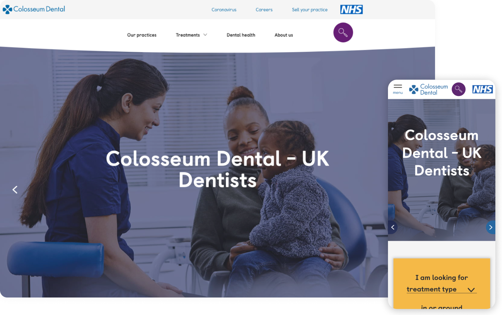 Visual designs showing Colosseum website